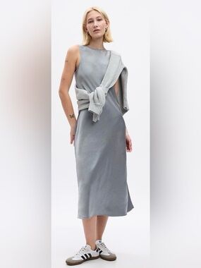 Minimal Sleeveless Slip Dress in Light Gray